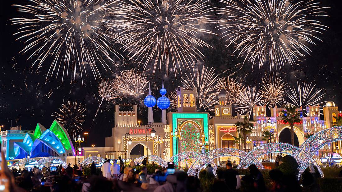 Fireworks show behind the Kuwait pavilion