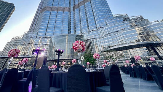 Event setup at Burj Khalifa during the day