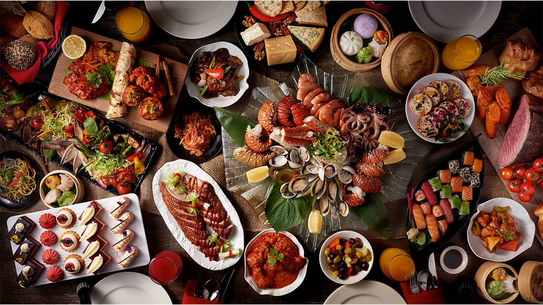 A spread of South Asian food at Saffron restaurant