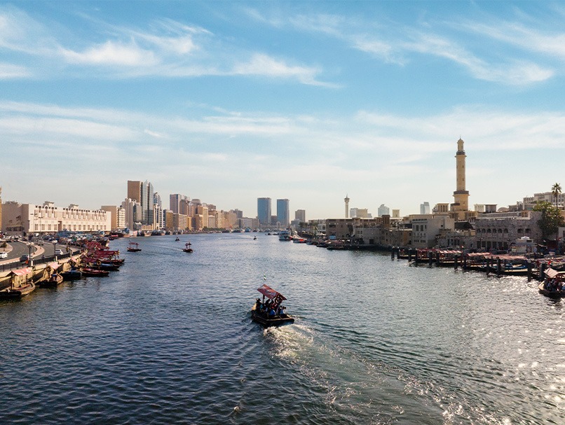 A traditional Abra boat on Dubai Creek, near Al Seef