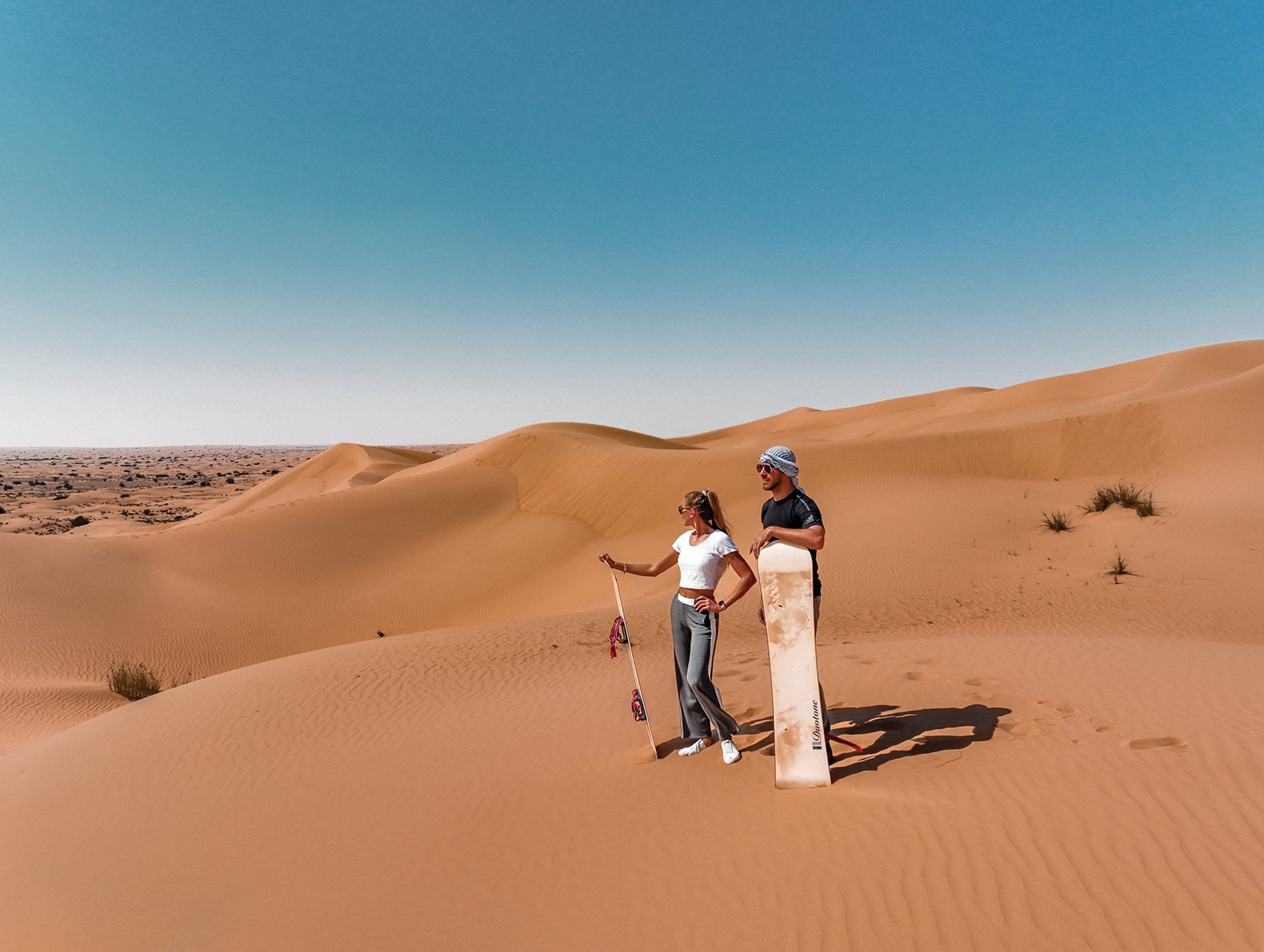 Sandboarding in the desert