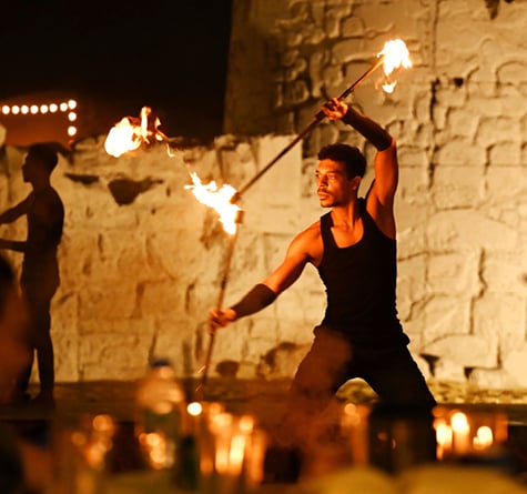 Fire show performer performing at Fort Liaisili