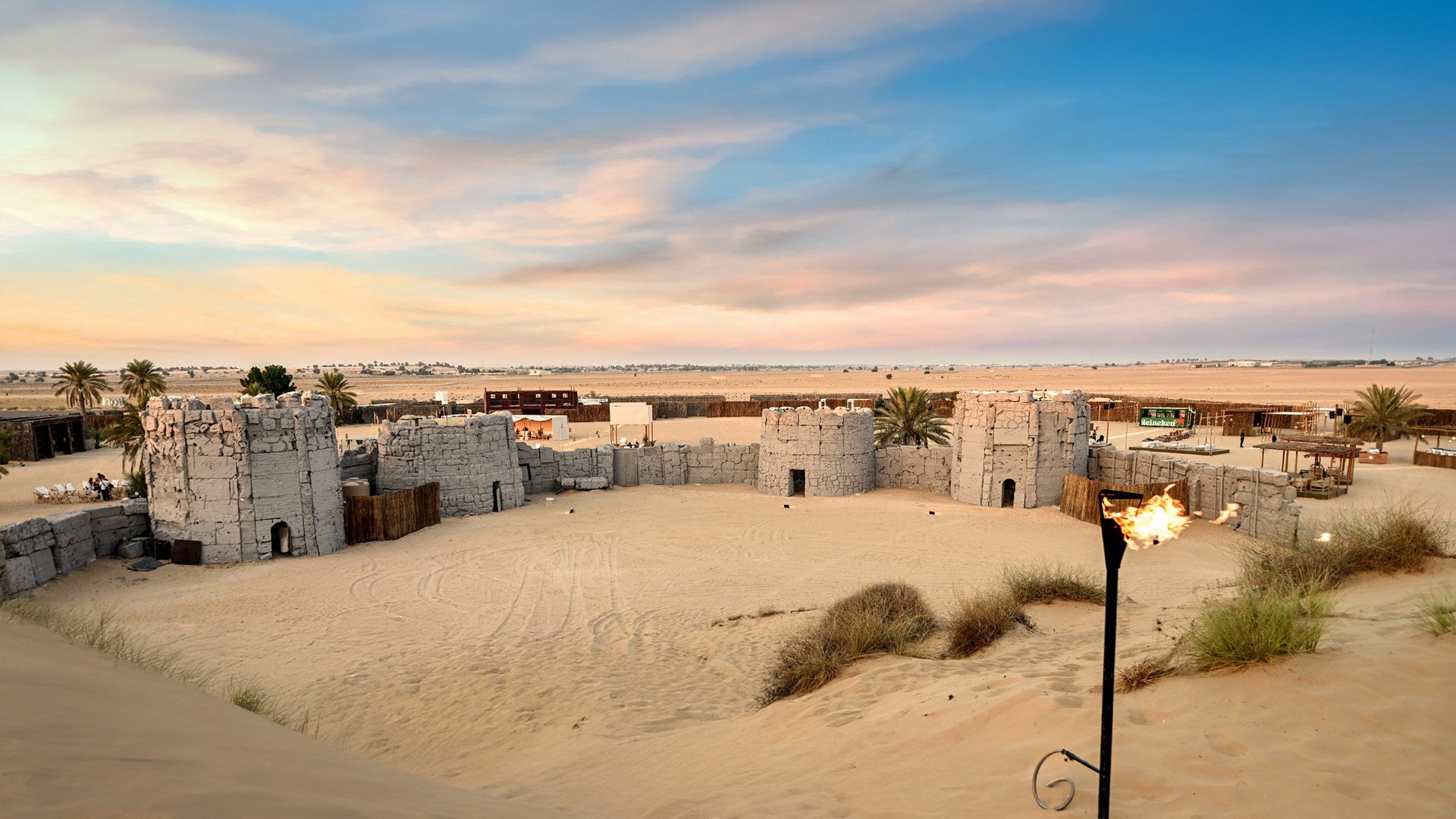 A wide shot of the fort remains within the Fort Lisaili Camp