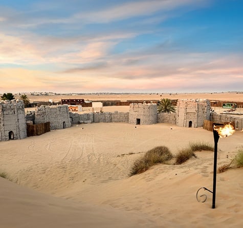 A wide shot of the fort remains within the Fort Lisaili Camp
