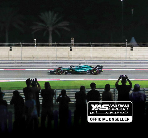 Shot of fan silhouettes cheering for a blue F1 race car