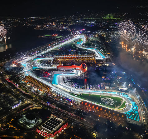 The Etihad Arena Race Track at night